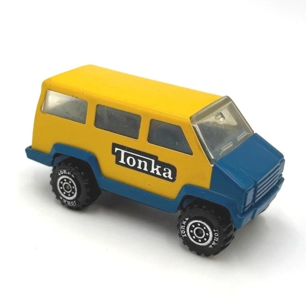 Vintage Tonka Van‎ Yellow Blue Diecast Metal Toy Truck Vehicle Off Road Wheels